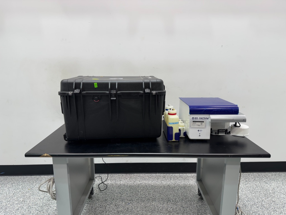 Image of BD FACSVia Loader Assembly with Reagent Bottles and Transport Case